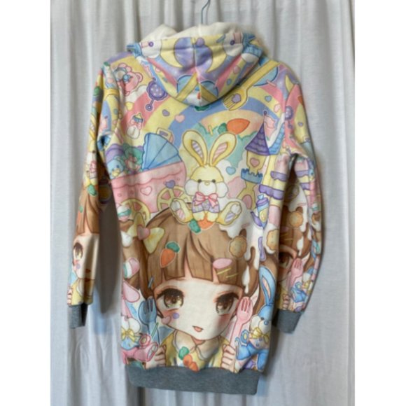 Anime Girl Hoodie Jacket - Pastel Soft Fairy Anime Kawaii Cute Japan - E-Girl - Picture 3 of 5